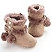 Voberry Baby Toddler Girls Knit Soft Winter Warm Snow Boot Fur Trimmed Pom Pom Boots (0~6 Month, Khaki 2)