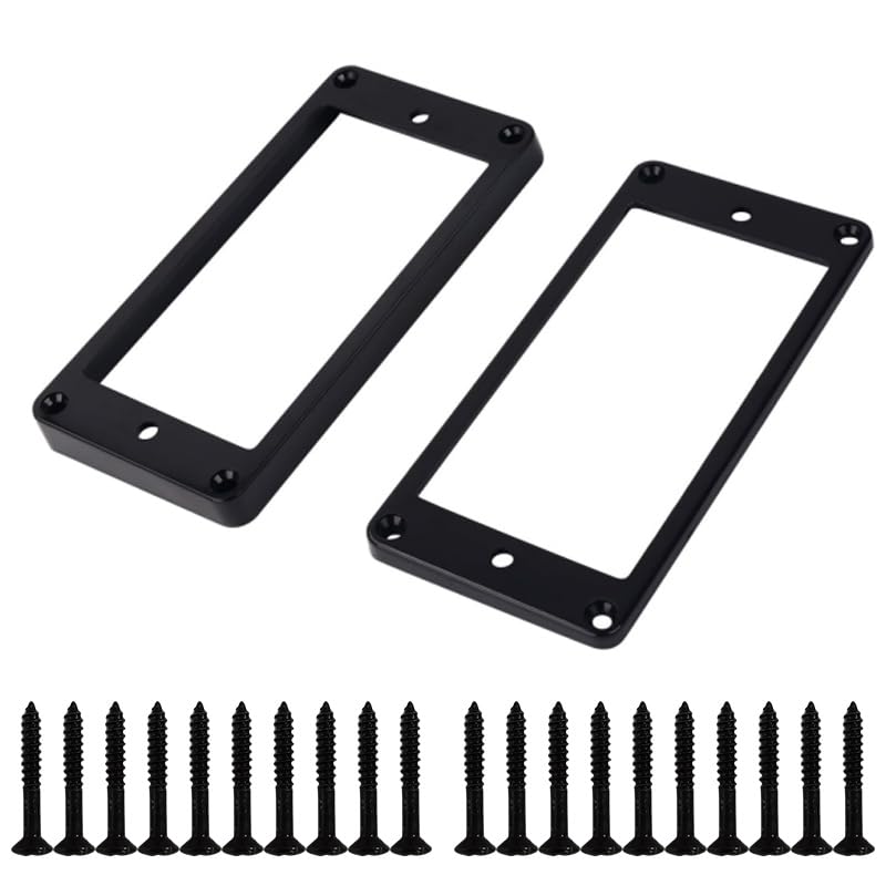 Photo 1 of 2 Pcs Humbucker Pickup Rings with Mounting Screws, Plastic Pickup Mounting Frame Set (3x5mm Neck & 7x9mm Bridge)