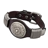 Jenia Flower Genuine Leather Cuff Wrap Bangle Bracelets Adjustable Men's Women's Jewelry