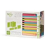 Tegu 60 Piece Magnetic Wooden Building Block Toy Set Expansion Pack Extra Large Tints (Girl-Boy Educational STEM Gift For Ages 1, 2, 3, 4, 5, 6+ Years Old)