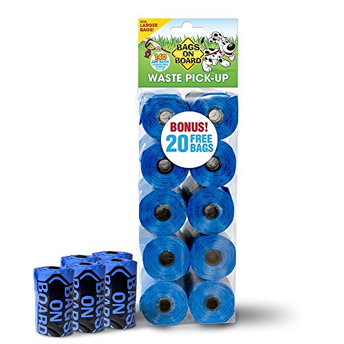 Bags on Board Durable Dog Poop Pickup Bags, 9 x 14 inches, Multiple Colors Available