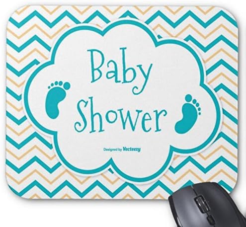Mousepad Blue Yellow Chevron Baby Shower Card Print Mouse Mat