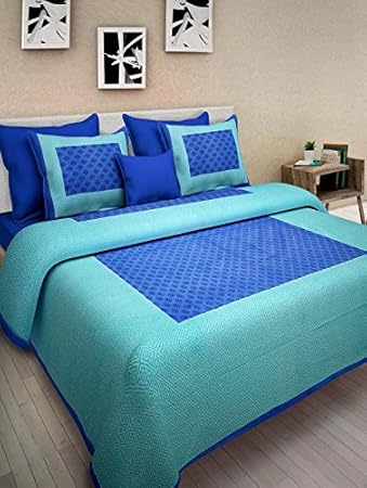 Bed Zone Collection Rajasthani Print 140 TC Cotton Double Bedsheet with 2 Pillow Cover_NY09