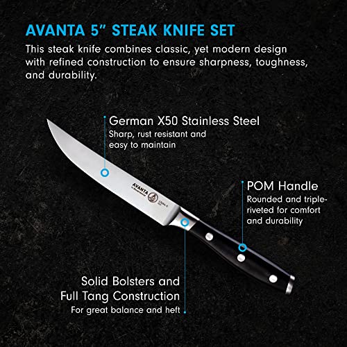 Messermeister Avanta 5” Fine Edge Steak Knife Set German X50