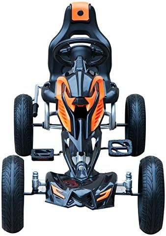HOMCOM Kart à pédales Go-Kart Enfants 122L x 60l x 70H cm Ø Roues 29 cm siège Ergonomique Orange Noir