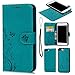 SUPWALL Compatible with iPhone 8 Plus Case, Wallet Case Embossed Butterfly PU Leather Flip Cover Detachable Magnetic Wallet with Card Slots Wrist Strap Skin for iPhone 7 Plus & iPhone 7 Plus Blue