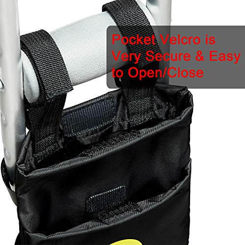 iGuerburn Crutch Bag/Pouch with Smiley Face Dual Pockets - Universal Waterproof Crutches Accessories/Supplies for Adult or Youth Crutches 9.25" x 6.3" Black - Thumbnail 4