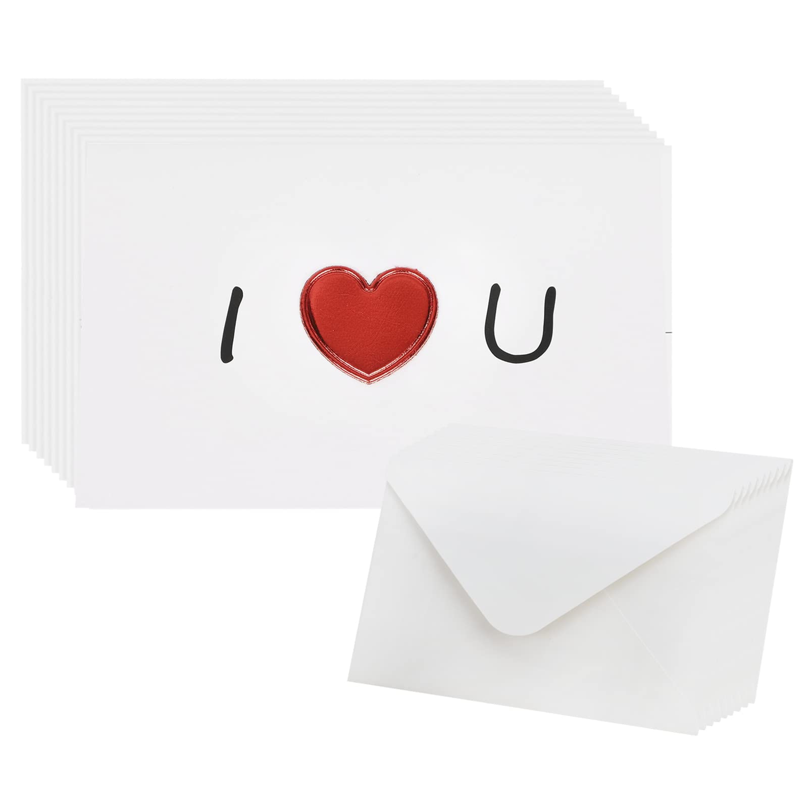10Pcs I Love You Greetings Card with Envelope Blank Inside 3D Heart Design Romantic Love Card Birthday Anniversary Valentine's Day for Husband Wife Boyfriend Girlfriend Partner Couple Christmas