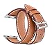 V-Moro 38mm Double Tour Leather Band with Metal Clasp for Apple iWatch - Brown