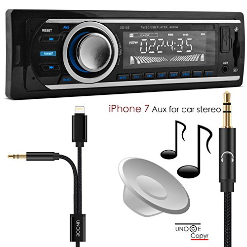 iPhone X AUX Cord, UNOOE iPhone 8 Aux Cable for Car to 3.5mm Headphone Jack Audio Cable Adapter on iPhones X/8/8 Plus to Car Home Stereo,Bose Speaker, Beats Headphone,iPad,iPod (Black) …