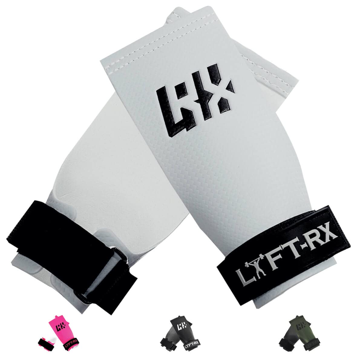 LYFT-RX Carbon Fiber Hand Grips for Weightlifting, Cross Training, Pullup, Muscle Ups - No Hole Fingerless Grip, Gymnastics Fit, Men/Women Lift Gloves, Protects Palms & Enhances Grip, Chalk, Small