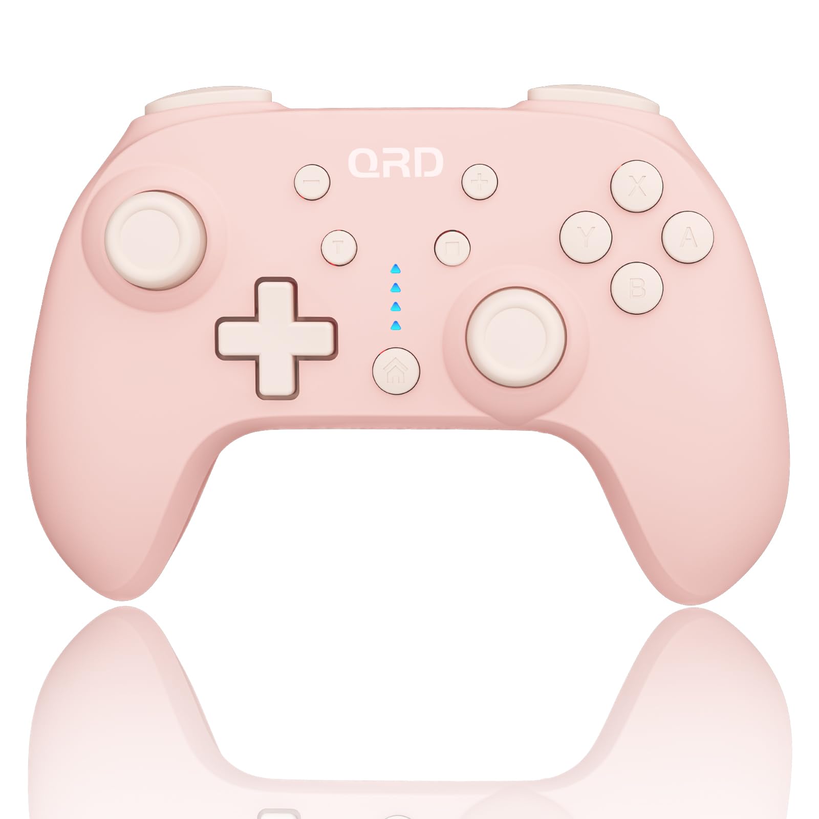 QRD Junior E5 Wireless Controller for Switch/Lite/OLED/Switch 2 Windows PC Mac iOS Android,6 Axis Gyro,TURBO (Switch Controller Pink)