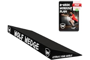 WOLF WEDGE Wolf Strength Squat Wedge Block – Heel Elevated Slant Board for Squats, One-Piece Durable Workout Wedge and Weight Lifting Ramp for Improved Strength, Non-Slip Angled Incline Platform for Mobility