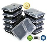 Green Direct Lunch Box Sets/Large Food Container with Lid / 2 Compartment Bento Box, Microwaveable, Freezer & Dishwasher Safe, Leak Proof, 10 Pack