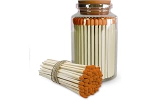 Prime Necessities Wooden Matches, 1.9" Long Matches for Candles, Matches in a Jar, Colored Safety Matches for Lighting Candles with Match Striker On The Jar (110 Matches per Jar) (Orange)