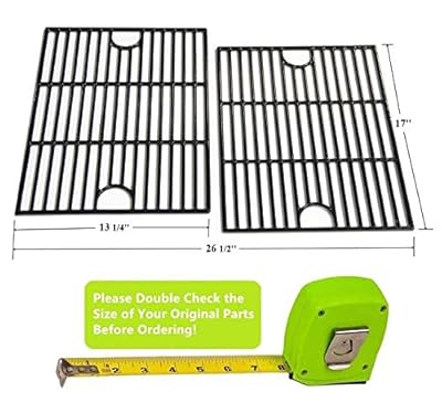 Hongso 17 inch Porcelain Coated Cast Iron Cooking Grids Grates Replacement for Nexgrill 720-0830H, Kenmore 41516106210 415.16106210 Gas Grill, Set of 2 (PCA192)