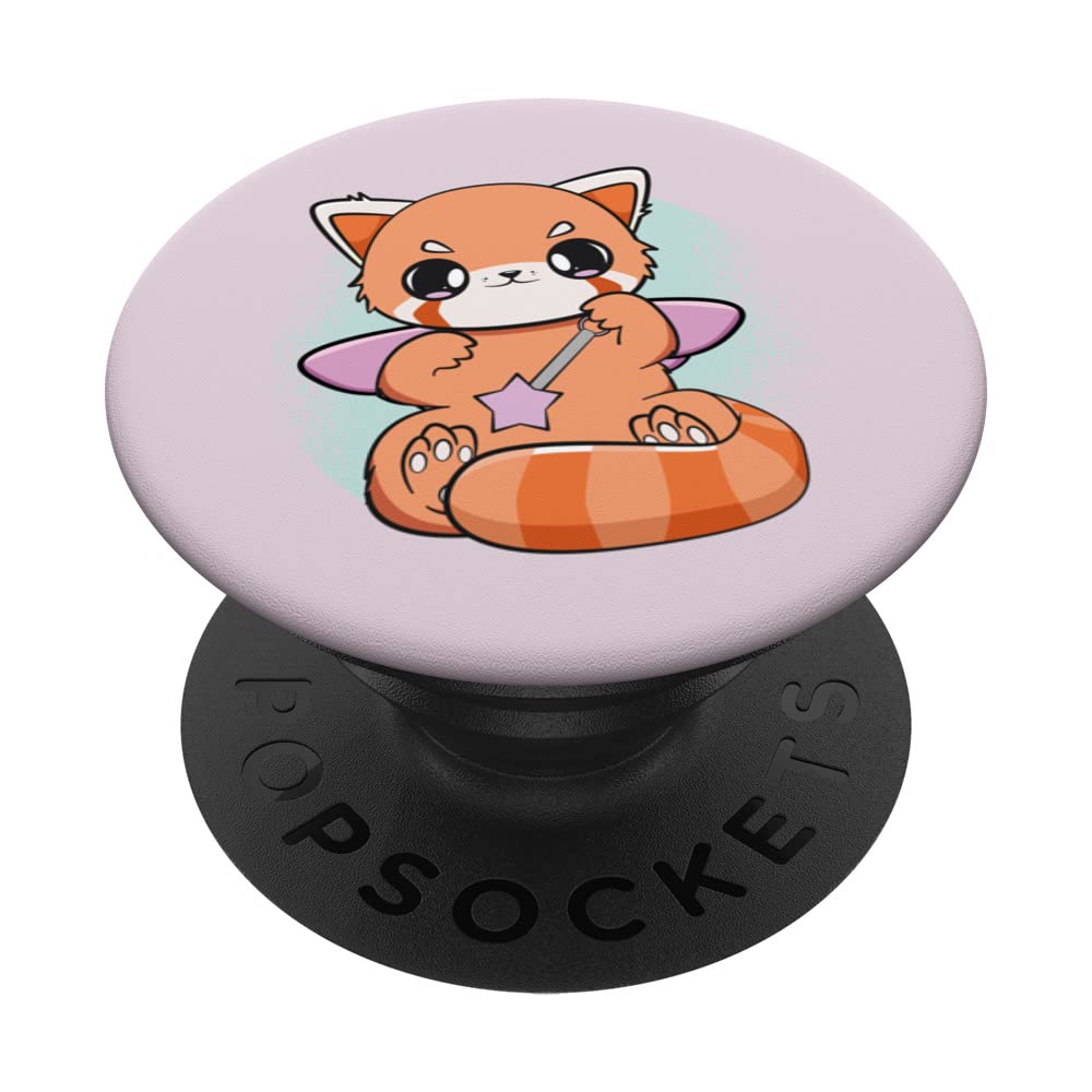 Chinese Red Panda With Toy Magic Wand Cute Chibi PopSockets Swappable PopGrip