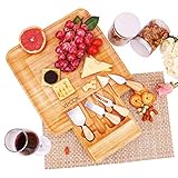 VPCOK Bamboo Cheese Board Set with Knives Perfect Christmas Gift Idea