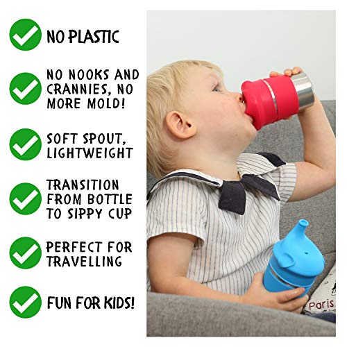 SunZio Stainless Steel NonSpill Sippy Cups for Toddlers and Kids with