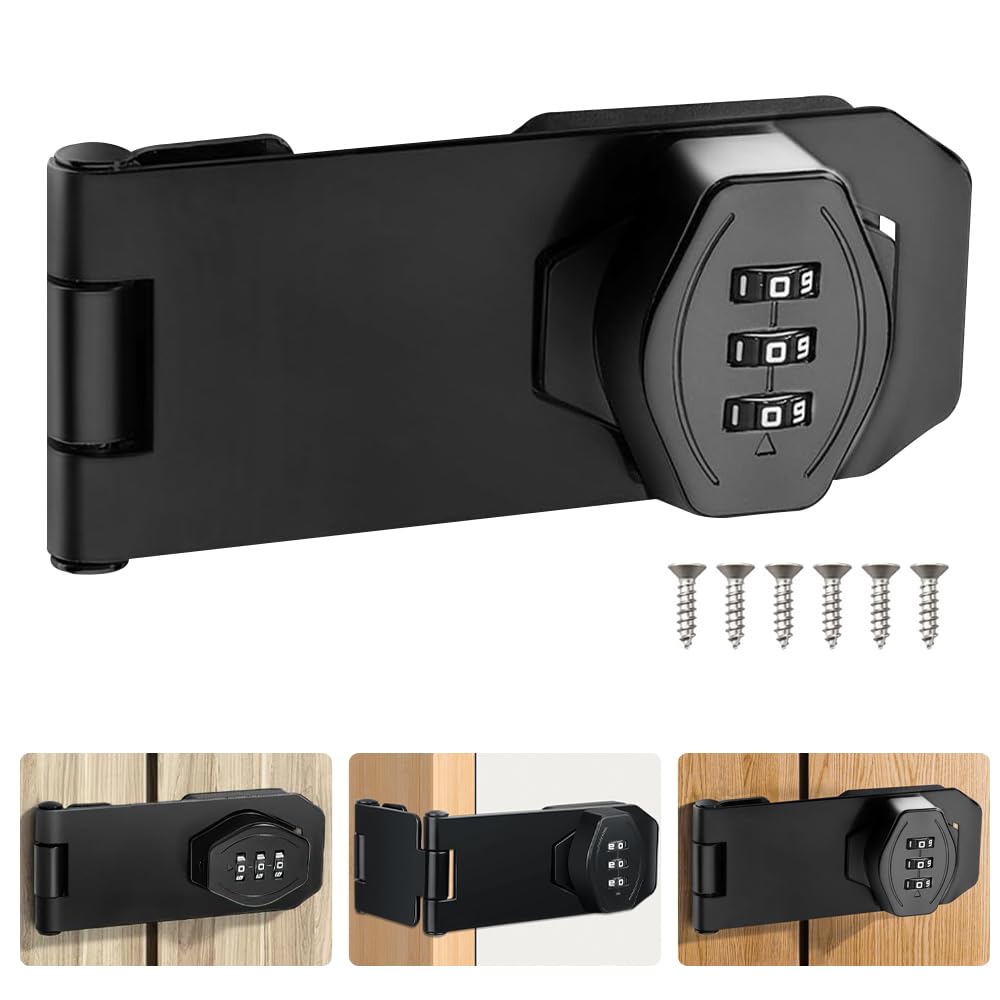1Pcs Door Lock Hasps, Password Hasp Locks Door Lock Hasp Cabinet Locks Hasp Latch for Cabinets Barn Door Outdoor Garden