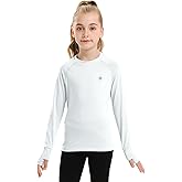 Girls Long Sleeve Shirt UPF50+ Lightweight Thin Active Tee Workout Running Pullover Top with Thumb Hole 3-12Years