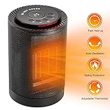 COMLIFE Ceramic Space Heater, 1200W Portable Electric Heater Fan with Adjustable Thermostat, ETL Listed Indoor Personal Heater with Auto Oscillation,Tip-Over&Overheat Protection for Office Home Dorm