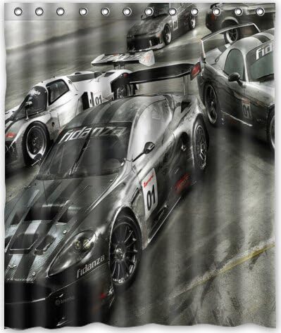 60"(w) x 72"(h) car racing supercars Pattern Bathroom Shower Curtain Shower Rings Included, 100% Polyester