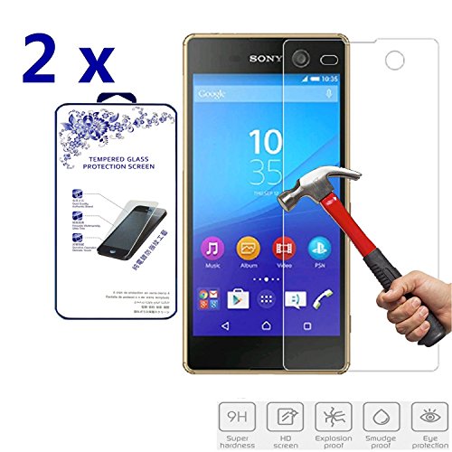 2x For Sony Xperia M5 Tempered Glass Screen Protectors , Nacodex® 9H Hardness, 2.5D Rounded Edges, 0.3mm Thickness [2 Pack] (For Sony Xperia M5)