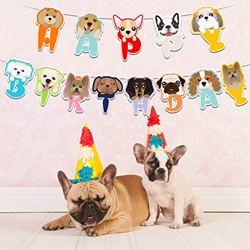 Dog Birthday Party Supplies,Dog Birthday Hat and Bow-WOOF Letter Balloons-Dog Theme Party Bunting Decoration Party Supplies - Thumbnail 3