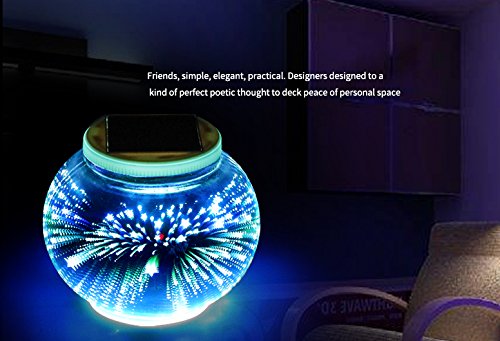 Color Changing Solar Powered Glass Ball Garden Lights, Aukora Solar Table Lights Waterproof Solar Led Night Light for Patio Garden Halloween Christmas Outdoor Decoration, Ideal Gift(Star Pattern) - Thumbnail 6