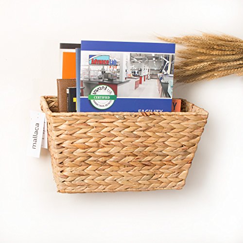 BEST CHOICE Storage Baskets Anti-Mold Mildew Stained Special Finishing Handmade of Nature Water Hyacinth, Magazine Book Toys CDs DVDs Organizer Bins 15"L x 8"W x 8.2"H by Mallaca