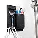 iDLEHANDS Silicone Toothbrush Holder - Bathroom Storage Organizer Wall Mounted for Small Toiletry Items Shower Organizer and Razor Holder (Black)