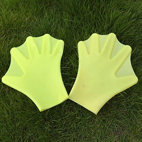 Potelin 1 Pair Duck Palm Diving Gloves Swim Webbed Gloves for Water Aerobics Fit Webbed Swimming Resistance Gloves Yellow
