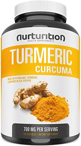 Nurturition Turmeric Curcumin capsule Supplements - Pills Made with Organic ingredients - tumeric powder filled capsules - Made in USA - Black Pepper for Better Absorption. Non-GMO - Supplement (120)