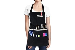 FreeNFond Adjustable Artist Apron with Pockets for Women Men Canvas Painting Aprons for Arts Gardening Utility or Work
