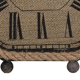 Benjara Round Metal Table Clock with Rope Edges and Handle, Gray and Brown 51Ag l0EH0L