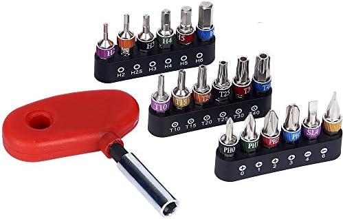Tonsiki 19 Pieces T Grip Handle Wrench Ratchet S2 Screwdriver Bit Set with Philips,Slotted,Hexagon and Torx