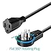 Maximm Cable 6 Feet 360° Rotating Flat Plug Extension Cord/Wire, 3 Prong Grounded Wire 16 Awg Power Cord - Black UL Certified
