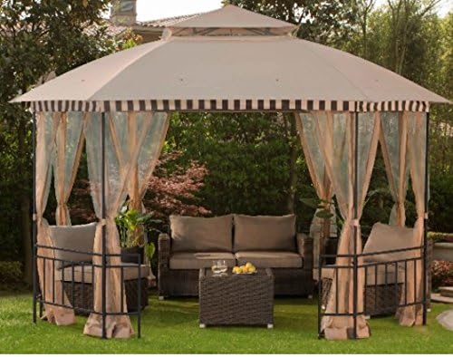 Patio Gazebo, Metal Gazebo, Pergolas And Gazebos,10 x 12 ft., With Netting-Enjoy Your Personal Shaded Oasis
