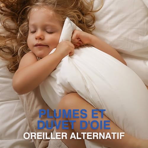 TESQ Luxury Feather Pillow 60 x 60 cm with Triple Layer Comfort Pillow, Premium Hygienic Down Pillow, Soft Filling 100% Soft Pillow, Washable and Friendly
