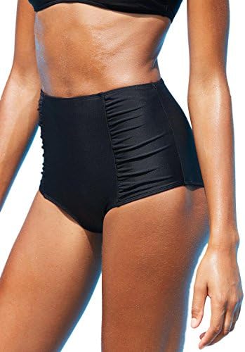 FlatterMe Women's High Waisted Swim Bottom Ruched Bikini Tankini Swimsuit Briefs