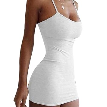 white spaghetti strap bodycon dress