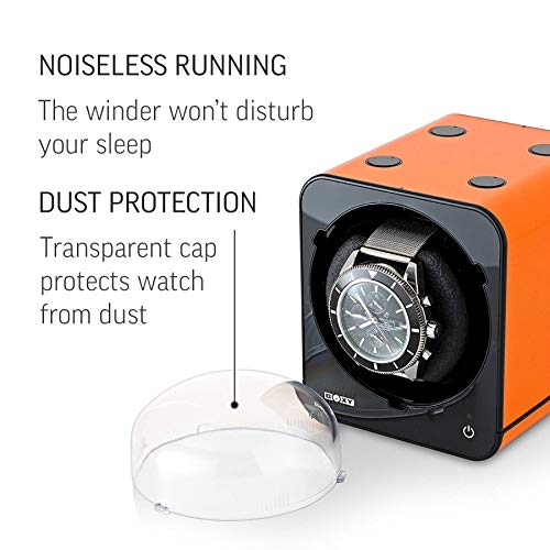 Fancy Brick Stackable Watch Winder for Single Automatic Watch (with AC Adapter) (Orange)