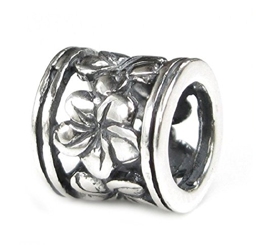 Queenberry Sterling Silver Frangipanni Hawaiian Flower Pandora Style European Bead Charm
