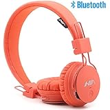 GranVela X2 Bluetooth Headphones for Kids, 5 in 1 Multifunction with Micro SD Card Player, FM Radio ,Microphones, Detachable Cable, Sharing Port and Volume Lock for Kids. (Orange)