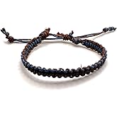 Hemp Bracelet Adjustable Friendship String (Simple Steel Blue & Dark Brown)