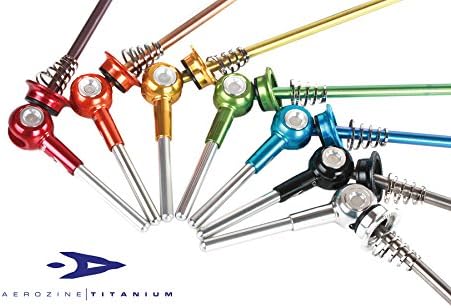 Aerozine XQ1.0 Mountain MTB Bicycle Bike Ultralight Titanium Axle Wheel Hub Front and Rear Quick Release QR Skewer Set (Silver)