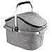 YONOVO 22L Folding Picnic Basket Large Insulated Bag Waterproof for Gathering Travel Camping BBQ (Grey-House Shape-1)