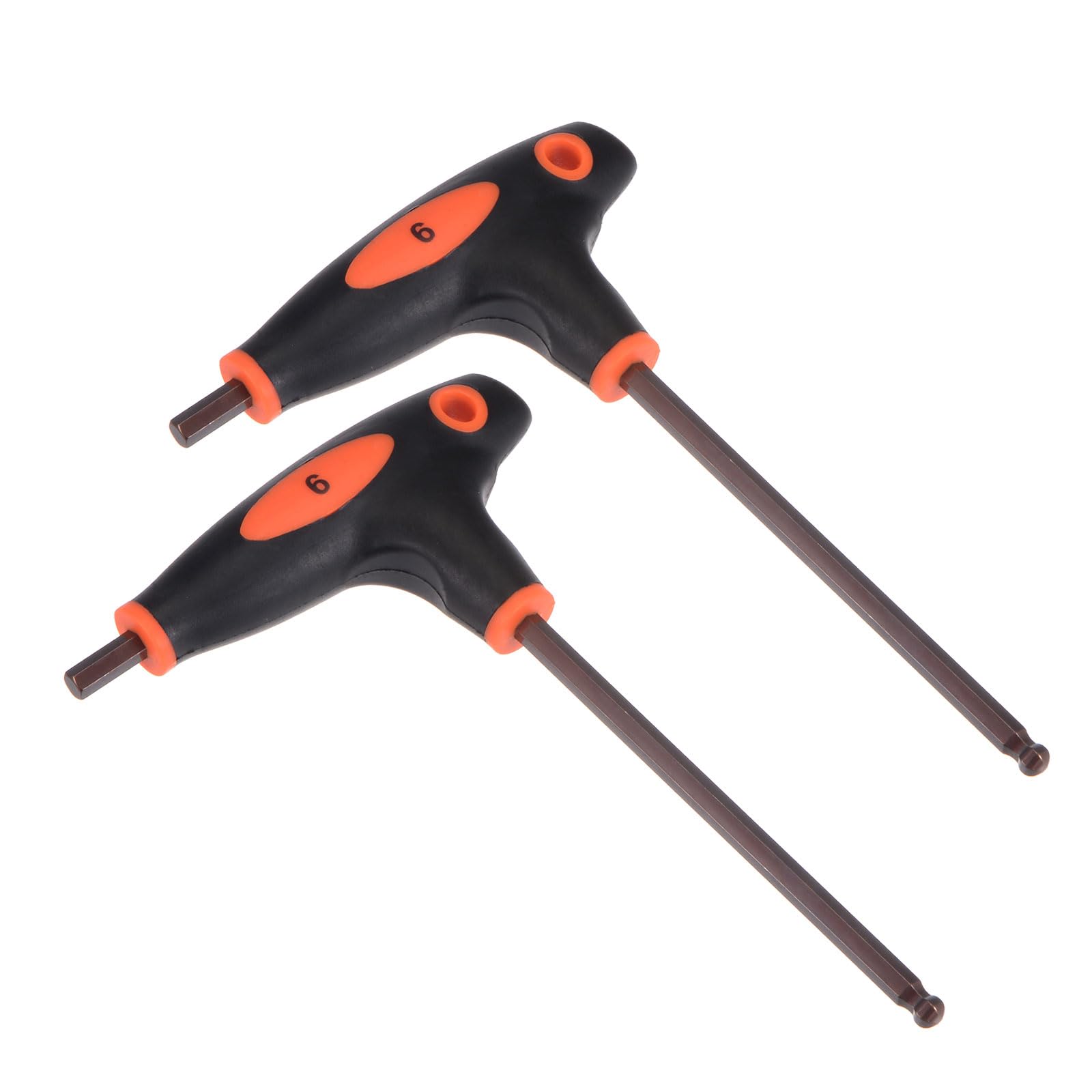 CoCud T-Handle Ball End Hex Key, 6mm Hex, S2 Steel Metric T-Key Wrench Red - (Applications: for Basic Home Repair and Mechanical Maintenance), 2-Pieces