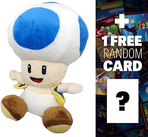 Blue Toad: ~6" Super Mario Bros Mini-Plush + 1 FREE Official Super Mario Bros Fun Card Bundle